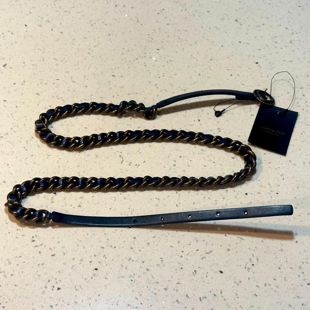 NWT Made In Italy Leather Chain Belt by MARTINA MORI